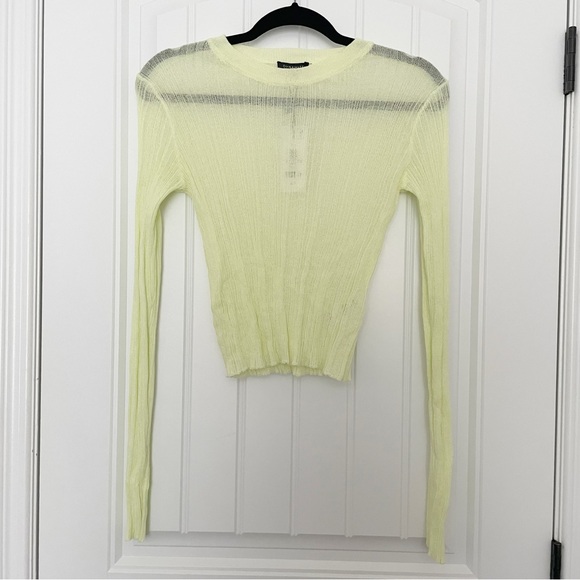 Dynamite Light Yellow Sheer Long Sleeve Sweater Top Size Small - Picture 2 of 7